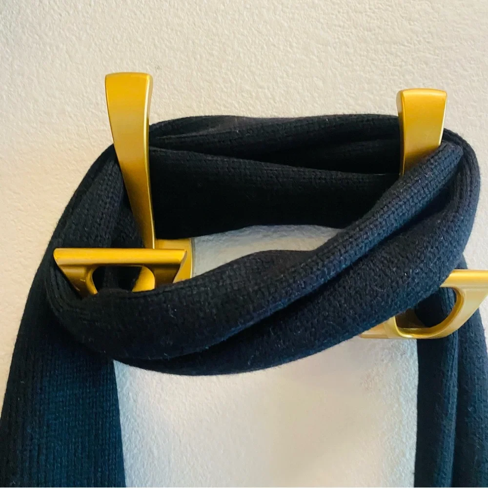 KATE SPADE Black Grosgrain Bow Knit Long Scarf